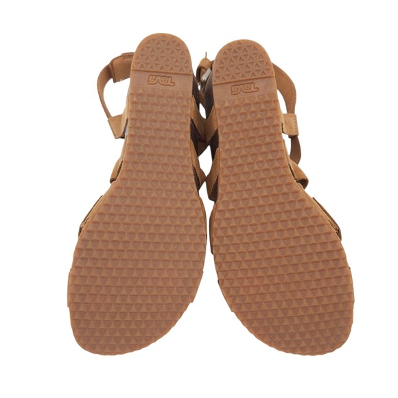 Teva Mahonia Sandals (Women's 7.5) Wedge Criss Cross Ankle Strap Brown Leather - Picture 8 of 8